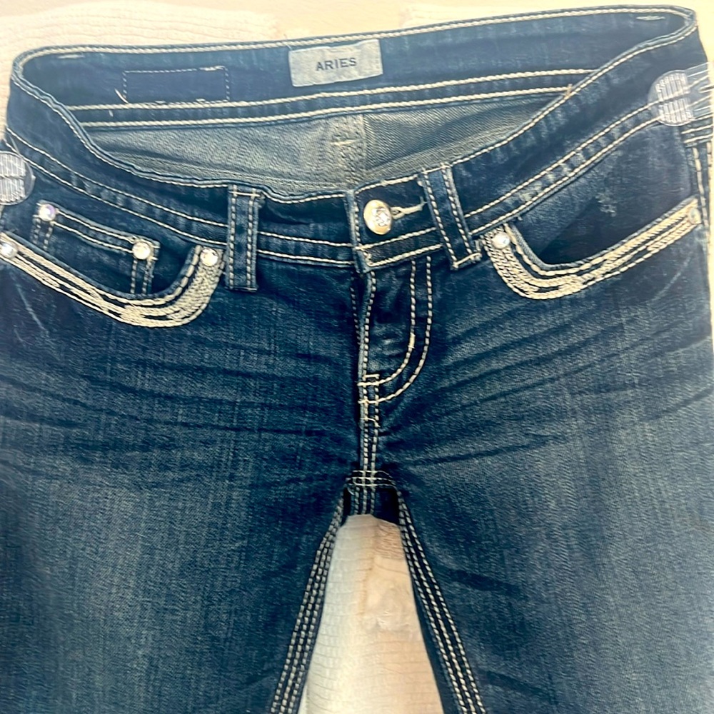 New Aries Daytrip Capri Jeans with Crystal Accents